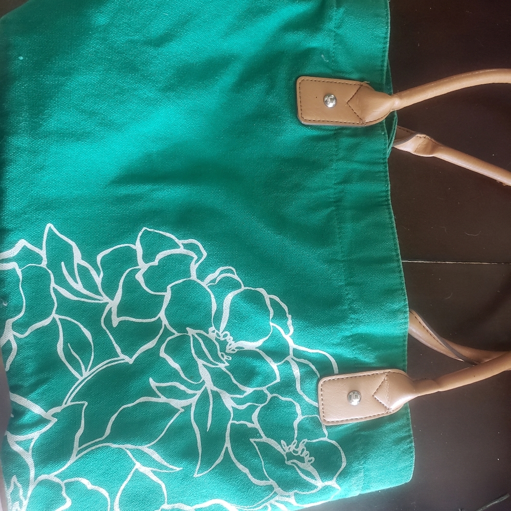 Teal canvas tote bag